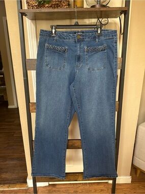 d.jeans Size 16 Braided Pocket Wide Leg Jeans | Retro Boho Denim